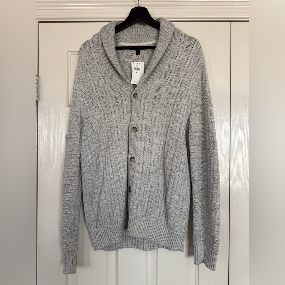 Men's Banana Republic Shawl Collar Button-Up Sweater Cardigan - Light Gray